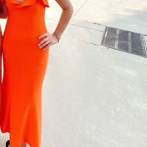 Likely Orange/Red Midi/Maxi Flounce Dress